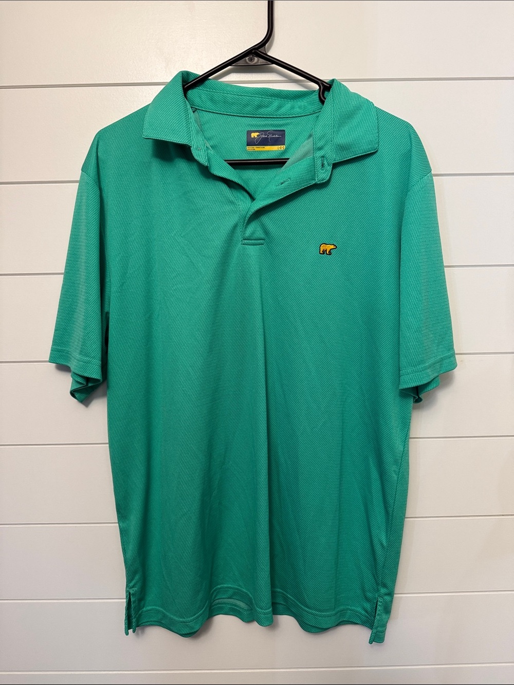 Men's Teal Green Polo with Yellow Bear Emblem